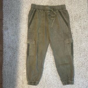 Olive Green Cargo Jogger Pants